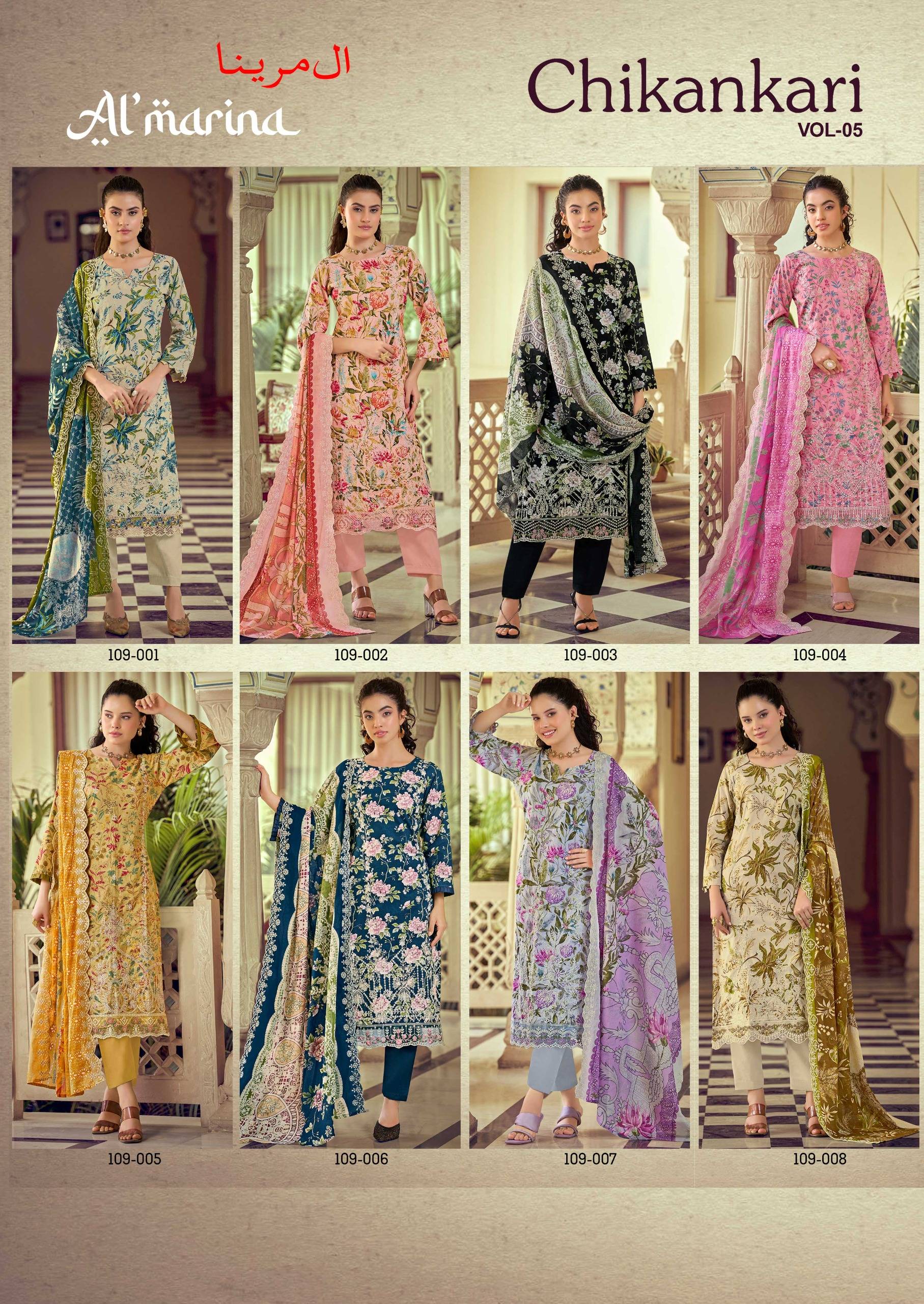 CHIKANKARI VOL 5 By BelliZa DesigNer StuDio 001 To 008 Series Beautiful Pakistani Suits Colorful Stylish Fancy Casual Wear & Ethnic Wear Cotton Embroidered Dresses At Wholesale Price